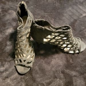 Black caged dress heels